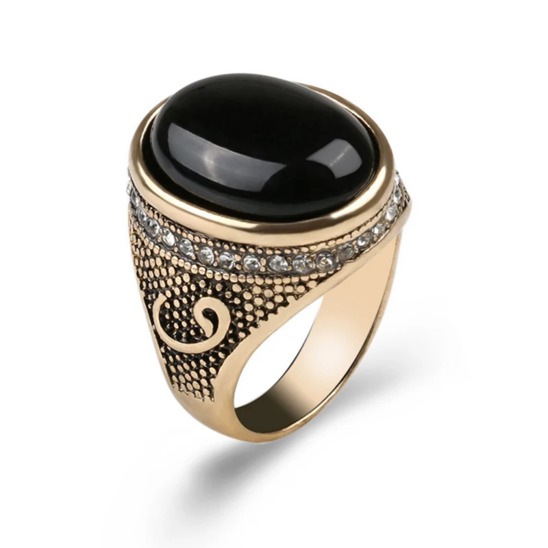 Новинка 2018 классическое мужское кольцо из черной овальной смолы в стиле панк