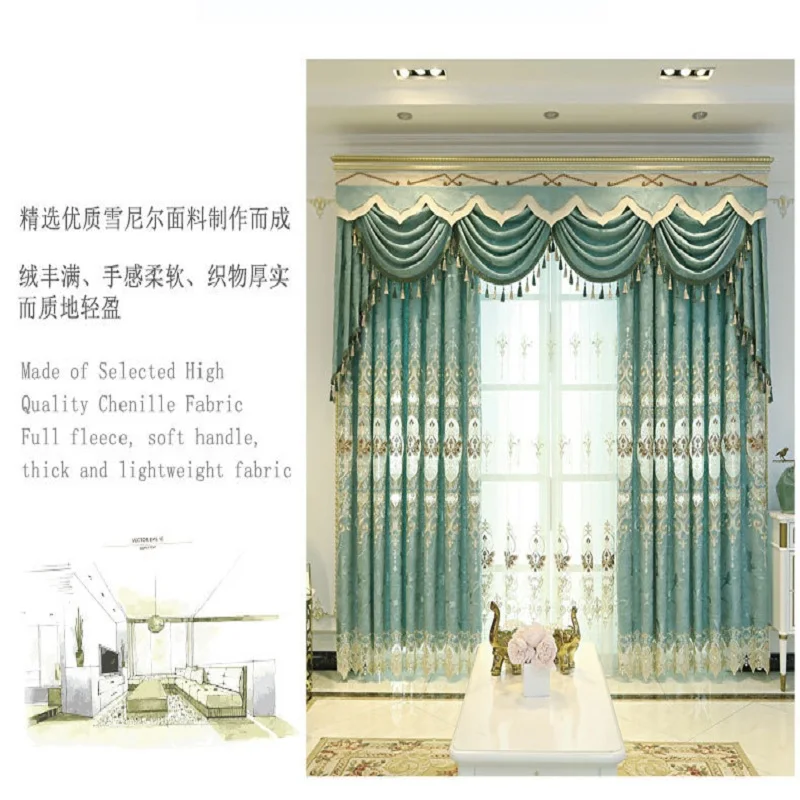 

European style shading embroidery, living room, bedroom curtain villa, Rome curtain, rolling, buckle, vertical,butterfly curtain