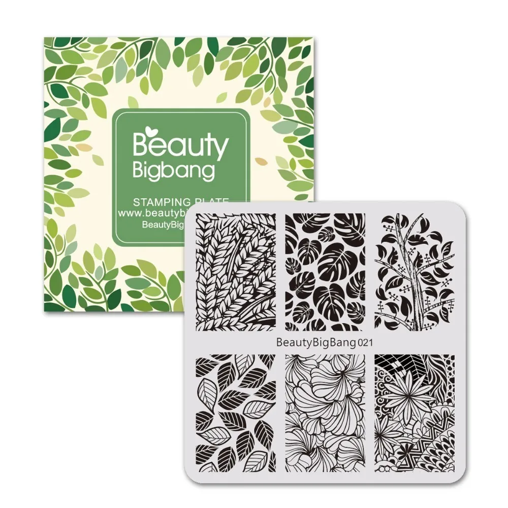 BEAUTYBIGBANG 6*6CM Square Nail Art Stamp Template Floral Leaf Manicure Nail Art Image Plates