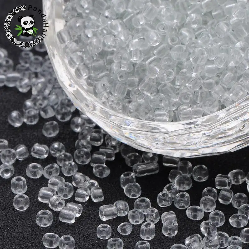 

8/0 Glass Seed Beads, Transparent Colours Round Hole, Trans. Clear, about 3mm in diameter, hole: 0.8mm, about 10000pcs/pound