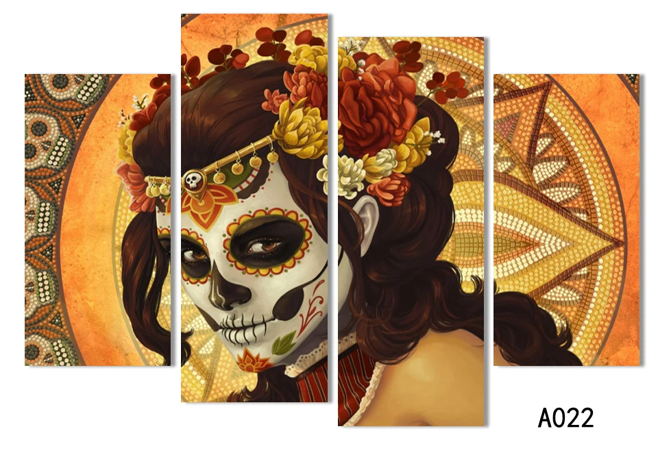 Картина День мертвых лиц групповая живопись декор комнаты печать на холсте