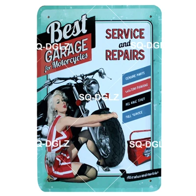 [SQ-DGLZ] мышцы автомобиля Жестяная Табличка на гараж Настенный декор "Garage Rules" Изделия из металла "Garage Rules" алмазов картина таблички плакат