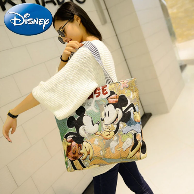 Новинка Disney парусиновые сумки с Микки Маусом женская сумка тоут большие для