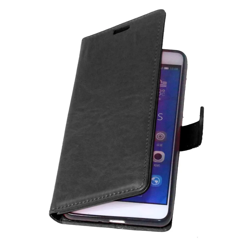 Роскошные моды сплошной цвет бумажник флип кожаный чехол для huawei honor 6 plus phone coques
