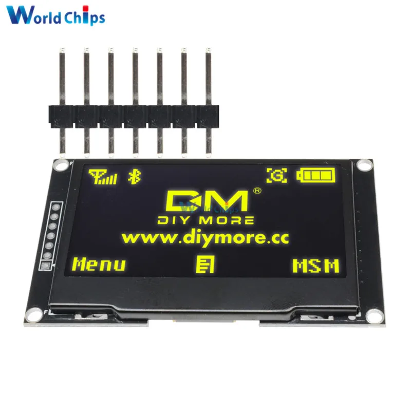 Yellow 2,4" дюймовый 12864 128*64 OLED дисплей модуль IIC IEC SPI серийный белый/синий/зеленый/желтый ЖК-экран для C51 STM32 SSD1309 - Цвет: Yellow