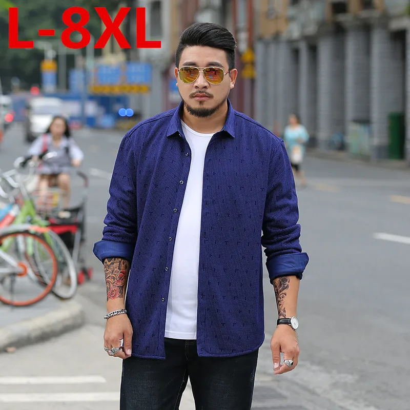 Плюс размер 8XL 7XL 6XL 2017 Новая зимняя мужская рубашка с бархатной толстой мужской