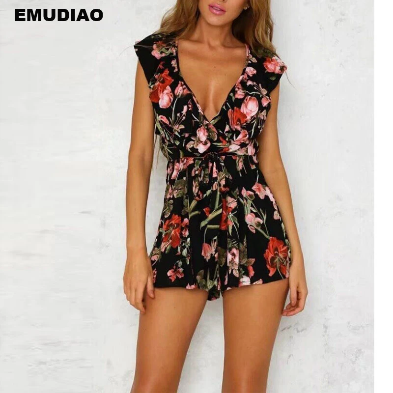 Летний повседневный комбинезон женский сексуальный короткий без рукавов шорты