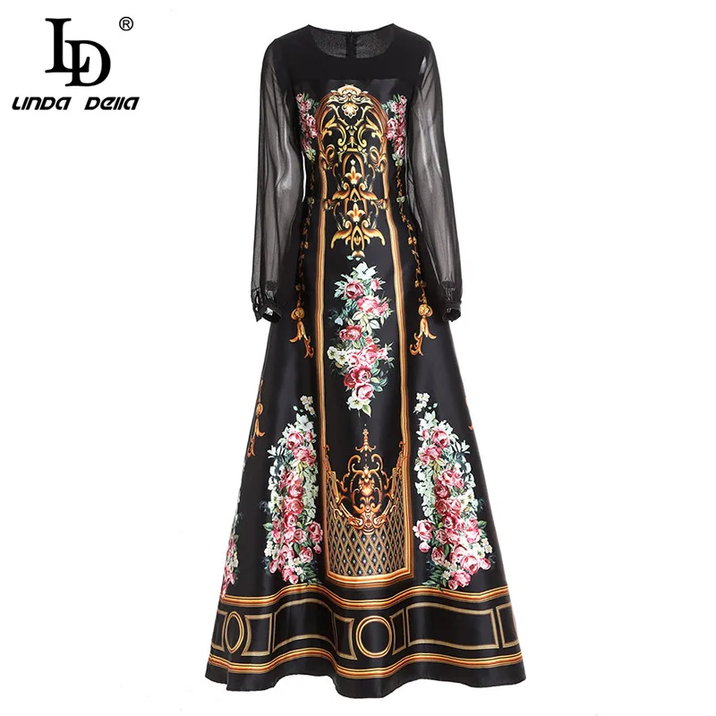 Женские подиумные платья макси LD LINDA DELLA винтажное праздничное вечернее длинное