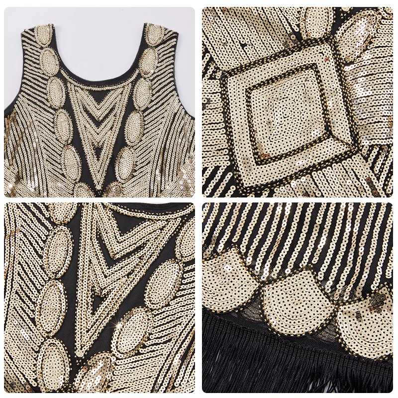 Дамское винтажное платье 1920 s, костюм Грейт Гэтсби, Хлопушка, блестки, бисероплетение, бахрома, вышивка, Ретро стиль, Charleston, свадебное коктейльное платье