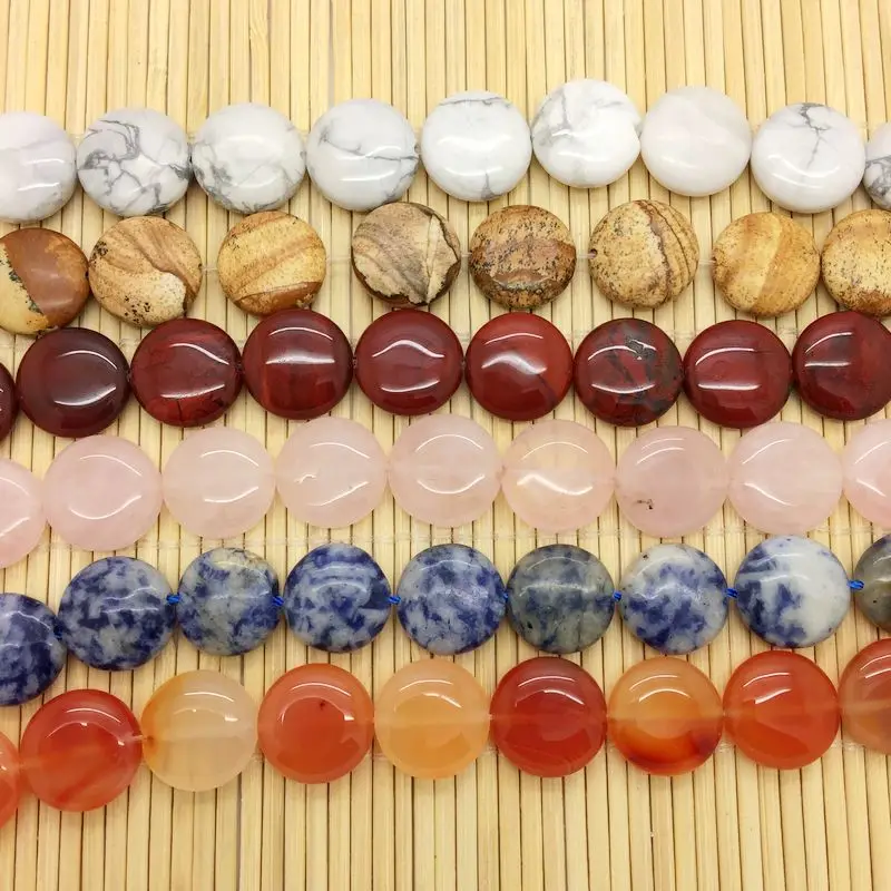 Красочные модные каменные бусины плоские буфы для монет круглые 12 мм отлично