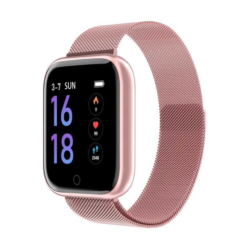 gold steel Женские Смарт-часы мужские IP68 Водонепроницаемые спортивные фитнес-часы для занятий спортом умные часы из сплава против P68 P70 браслет - Цвет: gold steel