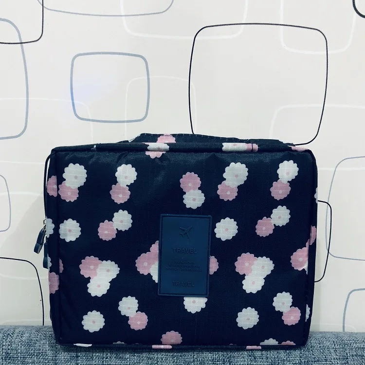 Navy flowers Многофункциональная дорожная косметичка, профессиональный органайзер для макияжа, женская косметика, туалетные принадлежности хранение, портфель для хранения косметики - Цвет: Navy flowers