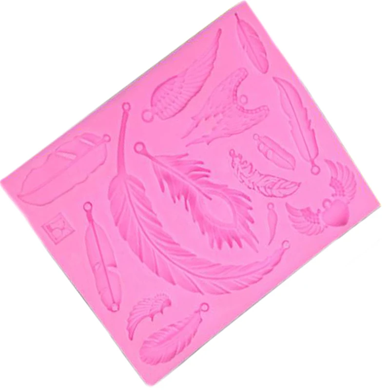 Розовый цвет различные перо силиконовый в форме листа формы торта для DIY шоколада