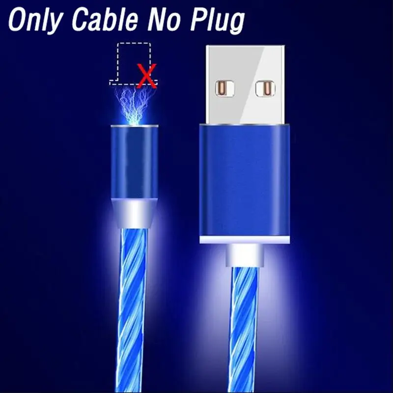 Blue Cable No Plug Titok Магнитный Micro Usb type C зарядный кабель Usb-C type c светящийся светодиодный кабель для huawei Honor 8A Pro Magic 2 samsung A8 A9 - Цвет: Blue Cable No Plug