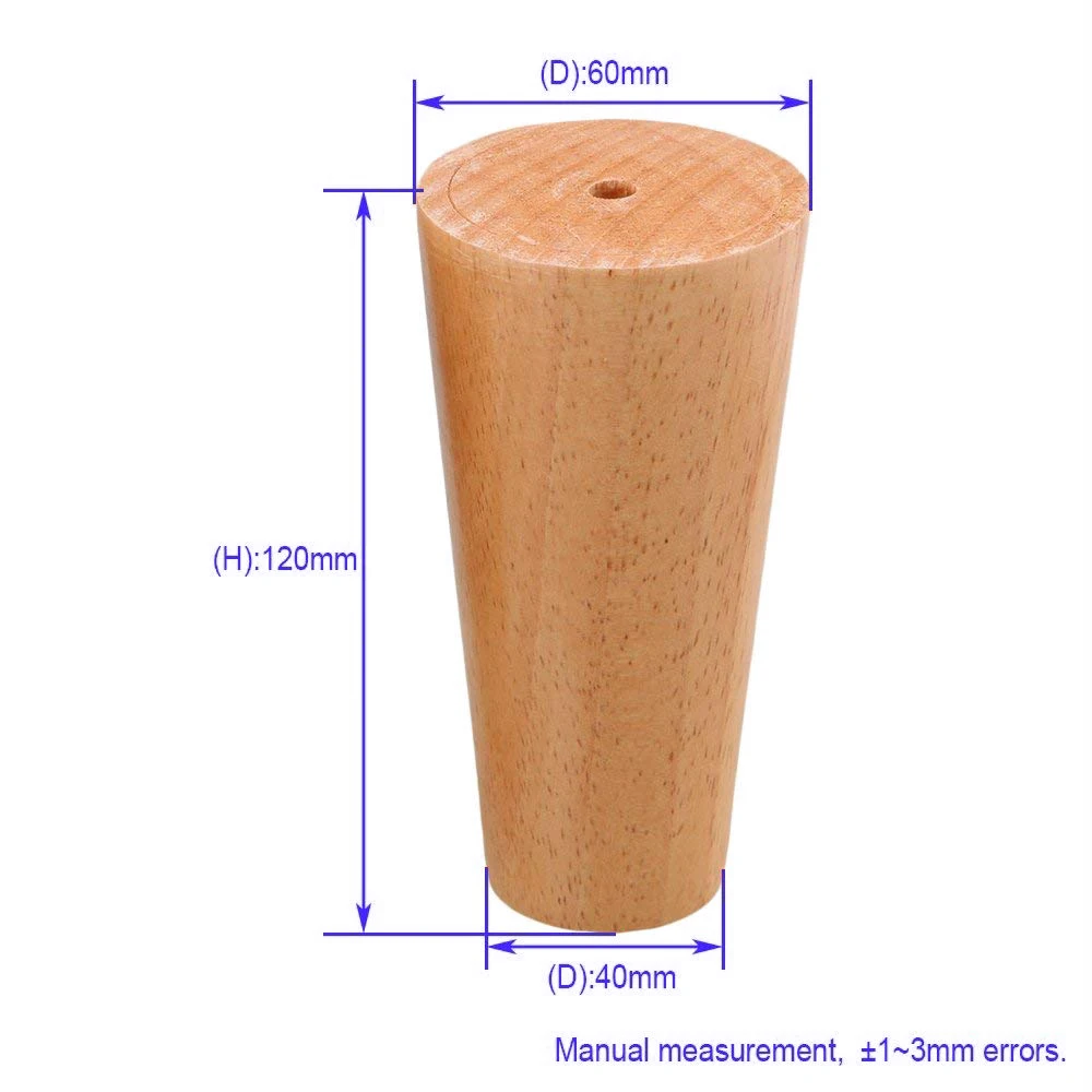 120x58x38mm 4 шт. дубовая древесина 300x58x38 мм мебельные ножки шкафа ножки стола ножки для дивана с железными прокладками прокладки винты - Цвет: 120x58x38mm