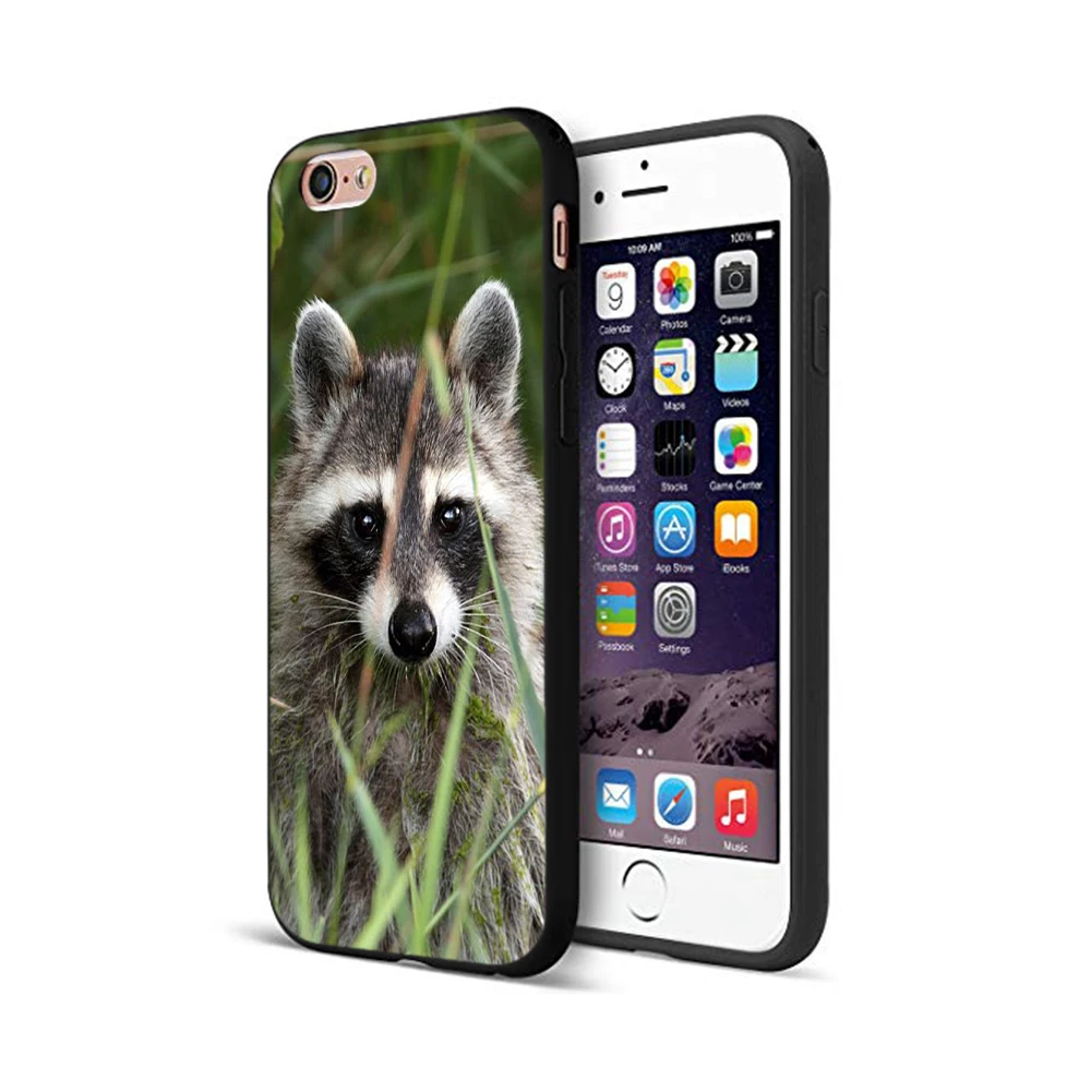 Черный чехол из ТПУ для iphone 5 5s se 6 6s 7 8 plus x 10 XR XS 11 pro MAX Модный с изображением енота