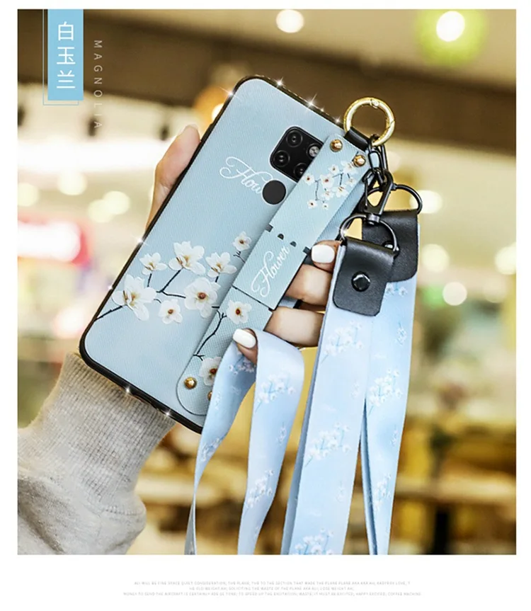 Для huawei P30 Pro P20 Lite Nova 3e 4 3 3i P Smart Plus mate 20 Pro 20X Honor V20 10 Note чехол с ремешком на шею из ТПУ с бриллиантами