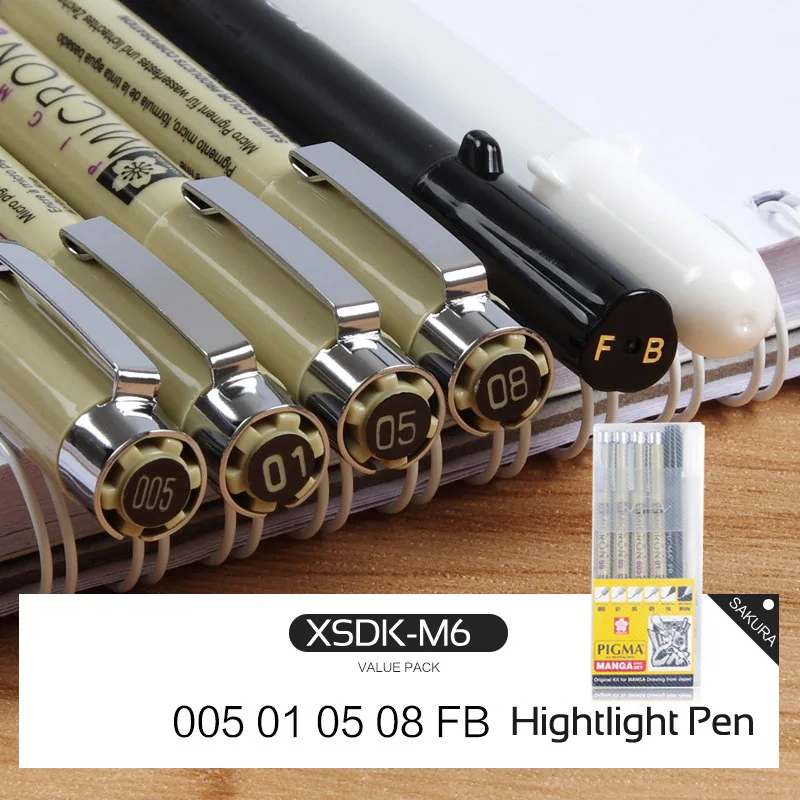 Sakura 13 различных размеров Pigma Micron набор игл ручка XSDK черный маркер кисть карандаш Карандаш для эскиза Рисование дизайн Манга комикс - Цвет: M6