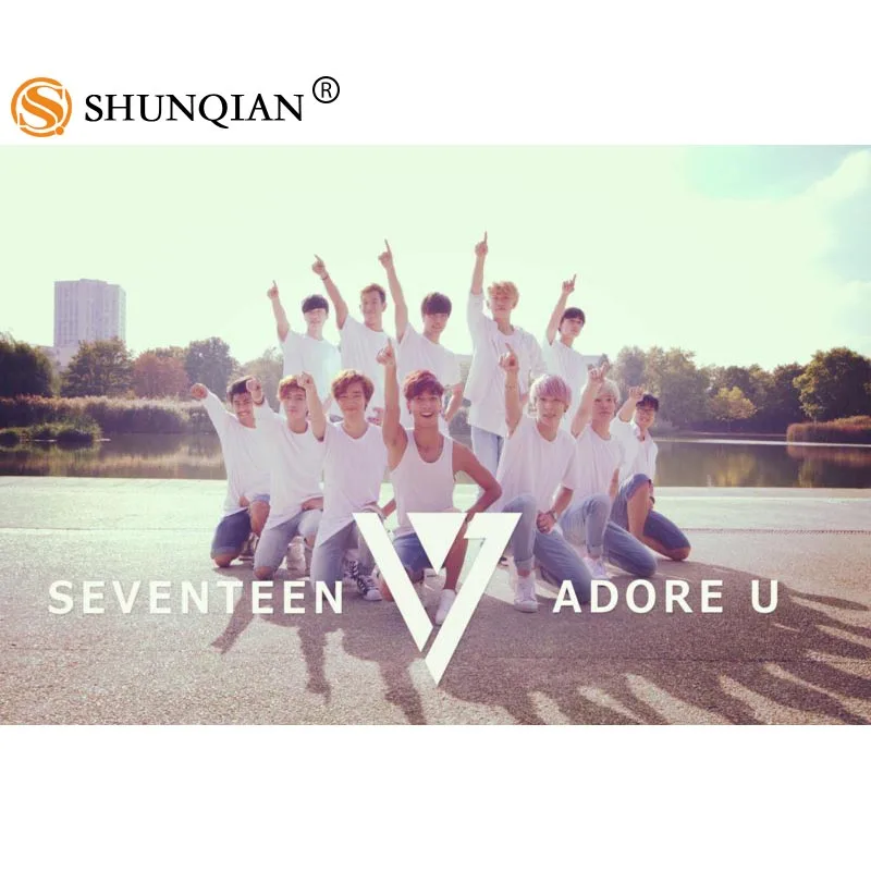 Высококачественный атласный постер с принтом Семнадцать Попов в Корейском стиле