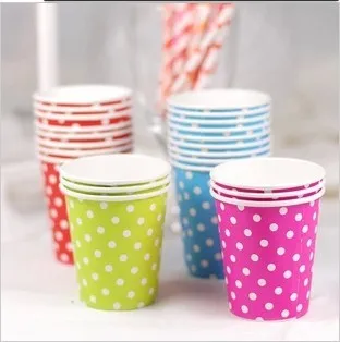 Оптовая продажа одноразовые бумажные стаканчики в горошек 160 шт./лот 8 унций