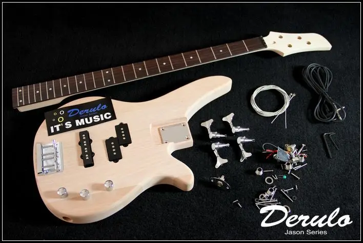 DIY электрический бас-гитара комплект болт-на сплошной корпус из красного дерева