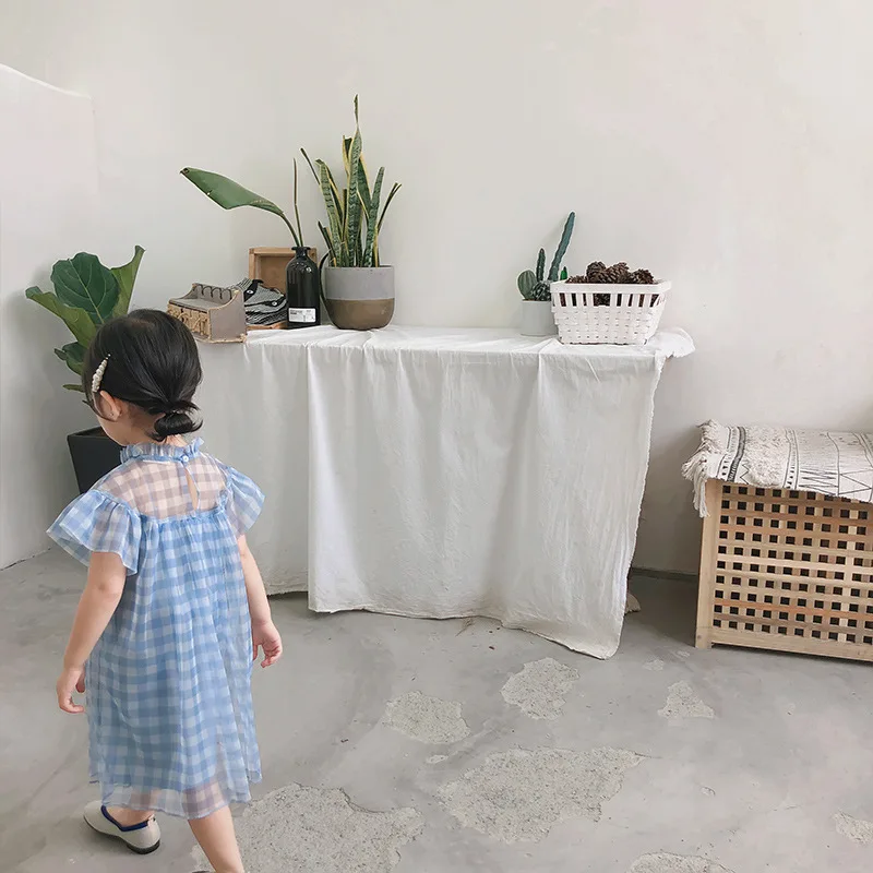 Лето 2019 Новое поступление хлопковое клетчатое цельнокроеное шелковое платье