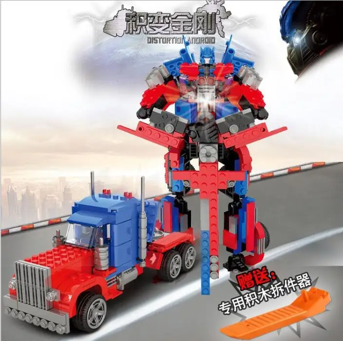 Головоломка сборки малых частиц building block Игрушка два-в-одном переменная робот |
