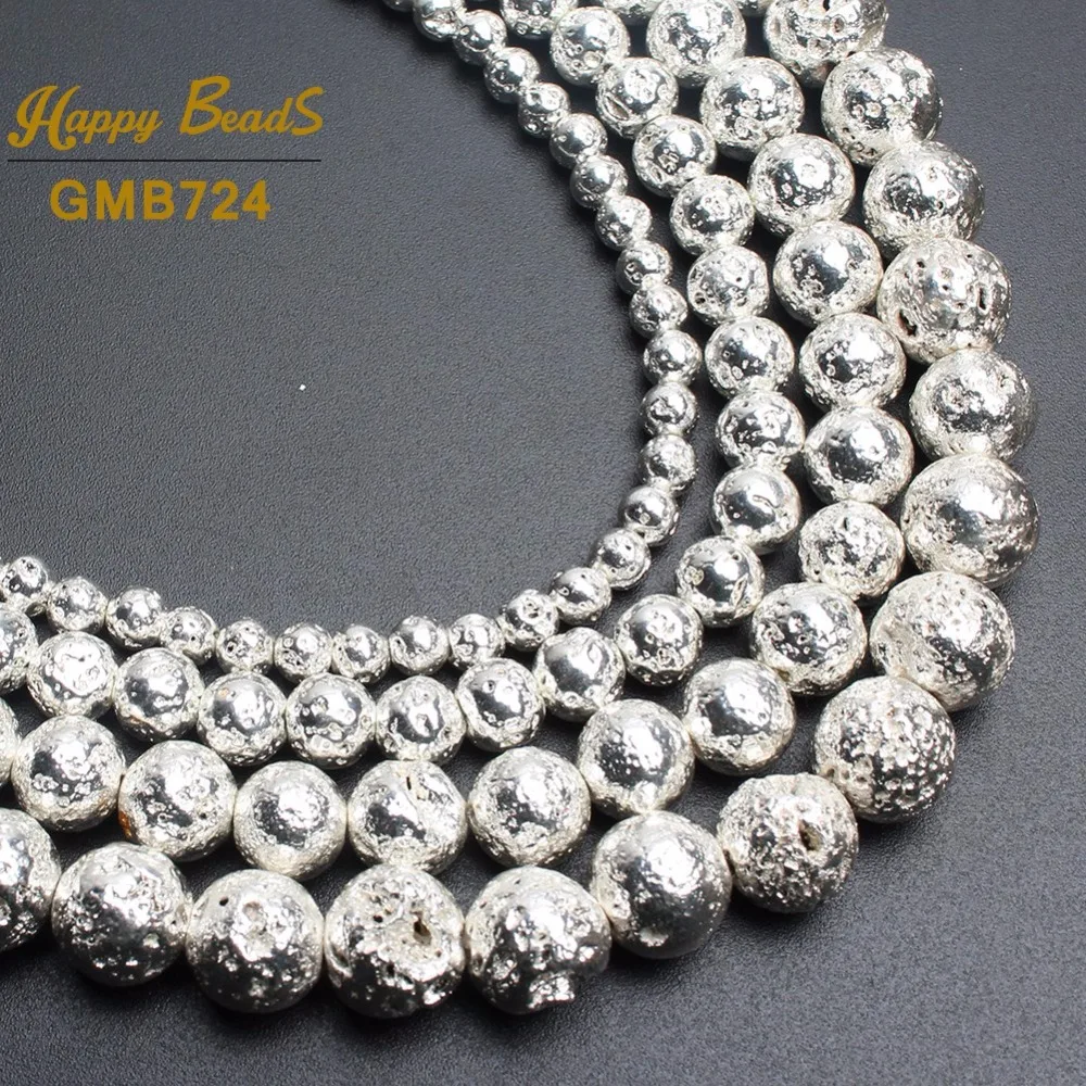 Бусины из натурального камня серебряные бусины лавы гематит для изготовления
