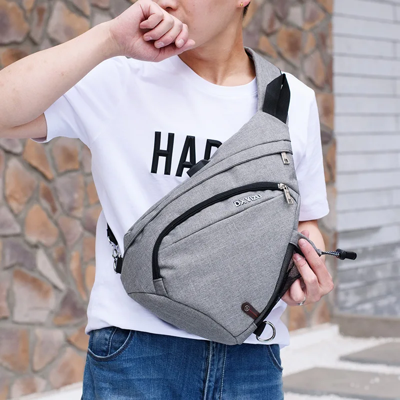 Нейлоновый рюкзак на одной лямке с USB портом для зарядки|Беговые сумки| |