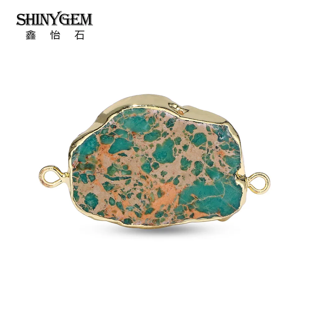 ShinyGem нерегулярные Jaspers камень Кулон Разъем Подвески чакра натуральный камень подвеска Маятник для DIY ювелирных изделий