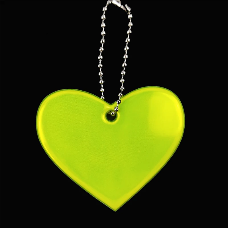 Fluorescent yellow Meilite материал 250 Свеча огни мягкий ПВХ сердце отражатель светоотражающий брелок подвесные аксессуары для сумок для безопасности дорожного движения - Цвет: Fluorescent yellow
