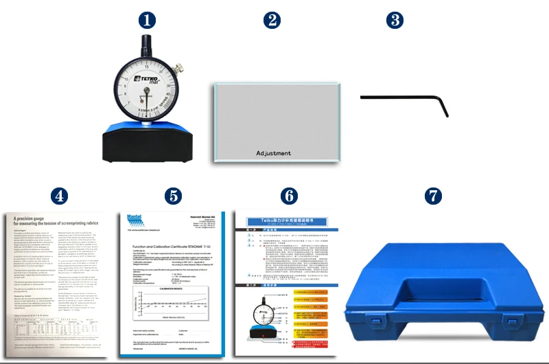Тензометр для ткани с ручным управлением хорошего качества, произведенный в Швейцарии, для проверки натяжения проволоки при шелкографии TETKO 7-50N/CM.