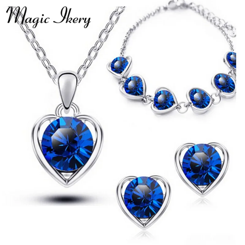 Женский комплект украшений ikery набор золотого цвета с кристаллами в виде сердца