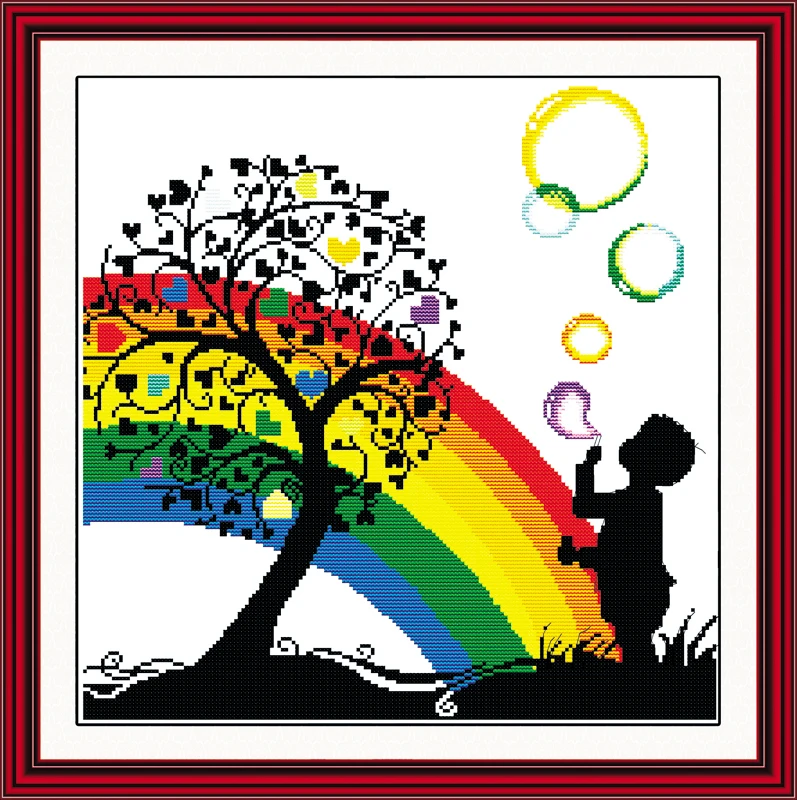Набор для вышивки радужными пузырями мальчиков 11CT 14CT DMC крестиком Сделай Сам