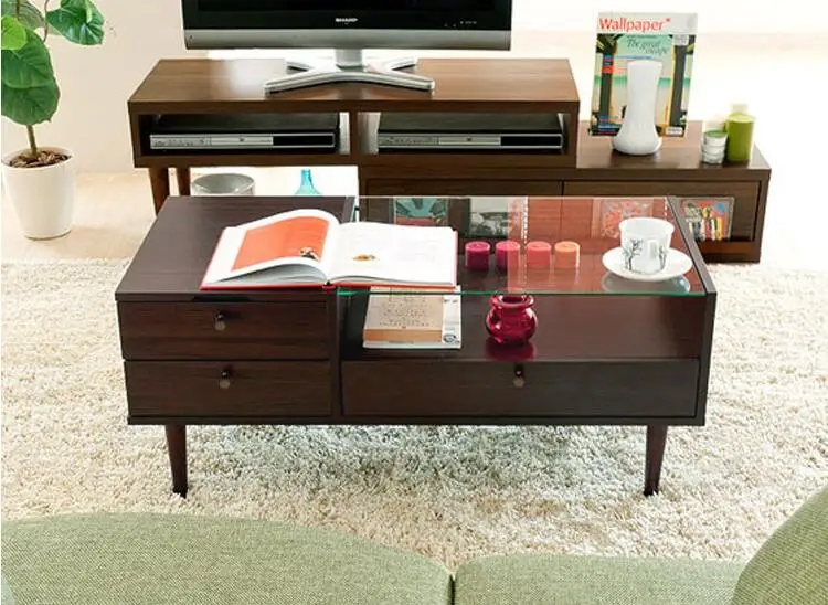 Современный чайный столик из закаленного стекла. Многофункциональный