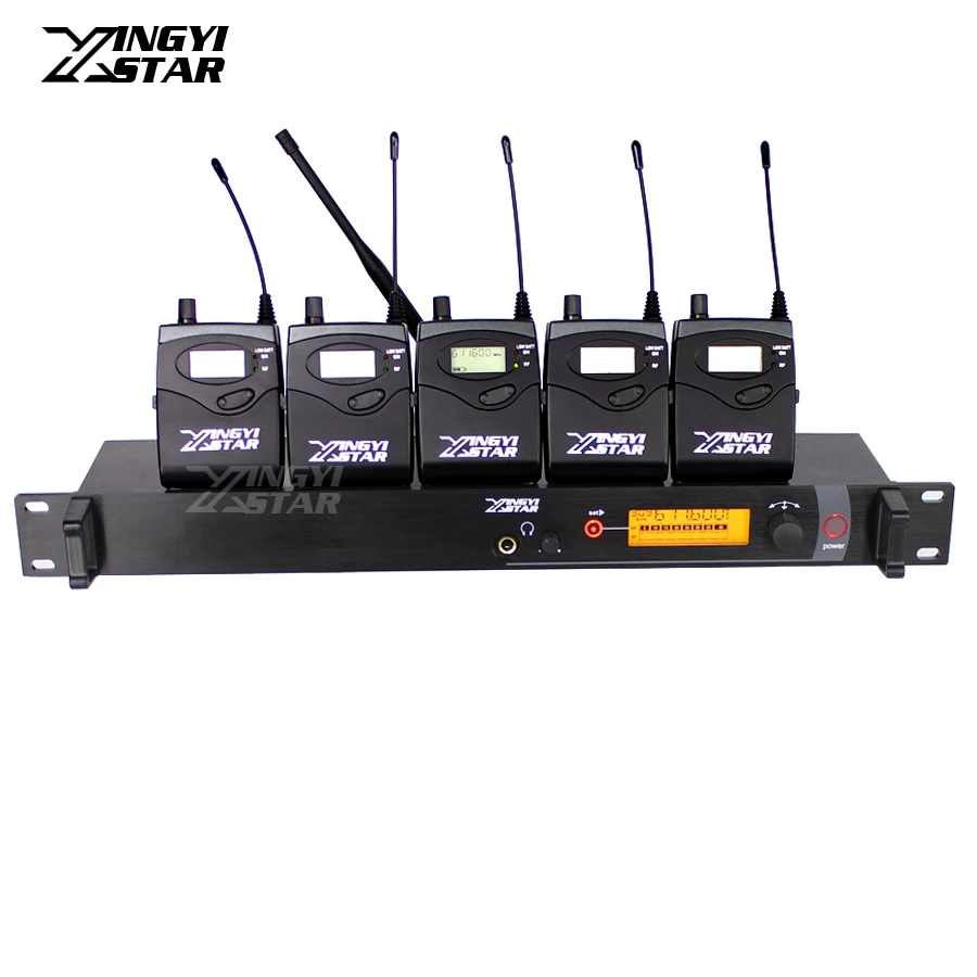 

SR2000 Professional Monitoring UHF Wireless In Ear Earphone Stage Monitor System One Transmitter With 5 Receiver Video Recording