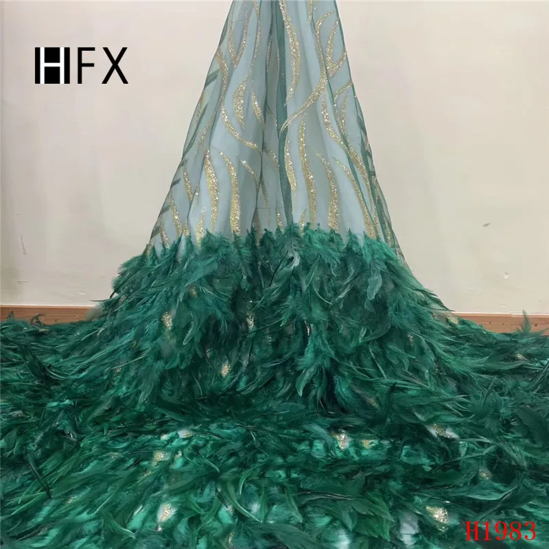HFX французское кружево с перьями роскошное Золотое Африканское Свадебное 2019