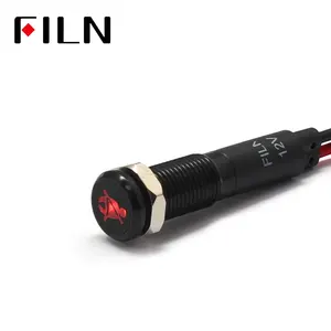 FILN 8 мм приборной панели автомобиля без ремня безопасности символ светодиодный цвет красный, желтый, белый, синий, зеленый 12v Светодиодный индикатор светильник с 20 см кабель