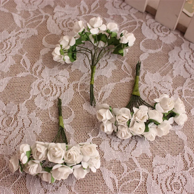 Многоцветный Скрапбукинг цветок 12 шт./лот искусственный Bouqut Бумага роза DIY корсаж