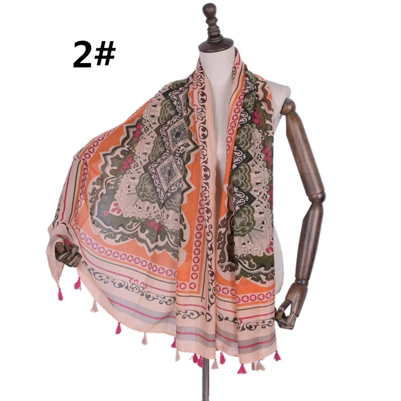 Модные шали с кисточками цветочным и алмазным принтом вискозный хлопковый
