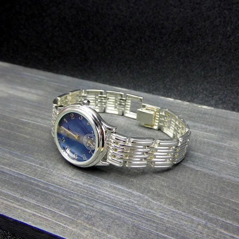 Женские винтажные серебряные кварцевые часы S925 с широким ремешком|Гибкие и