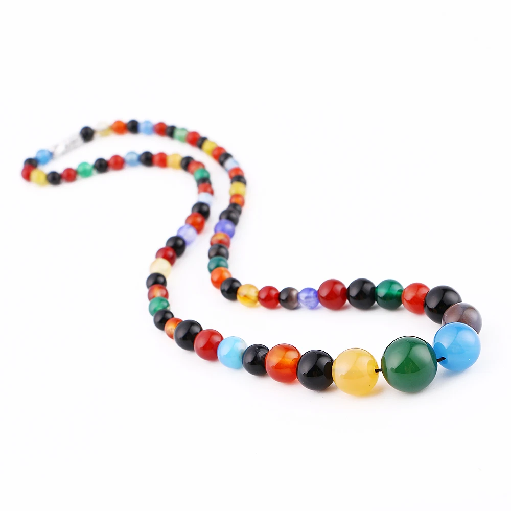 Юмбен многоцветный агат ожерелье мощность натуральный камень кристалл для