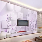 3D обои, современные фиолетовые Романтические цветы, настенная живопись для гостиной, ТВ, дивана, фоновая ткань, украшение для дома