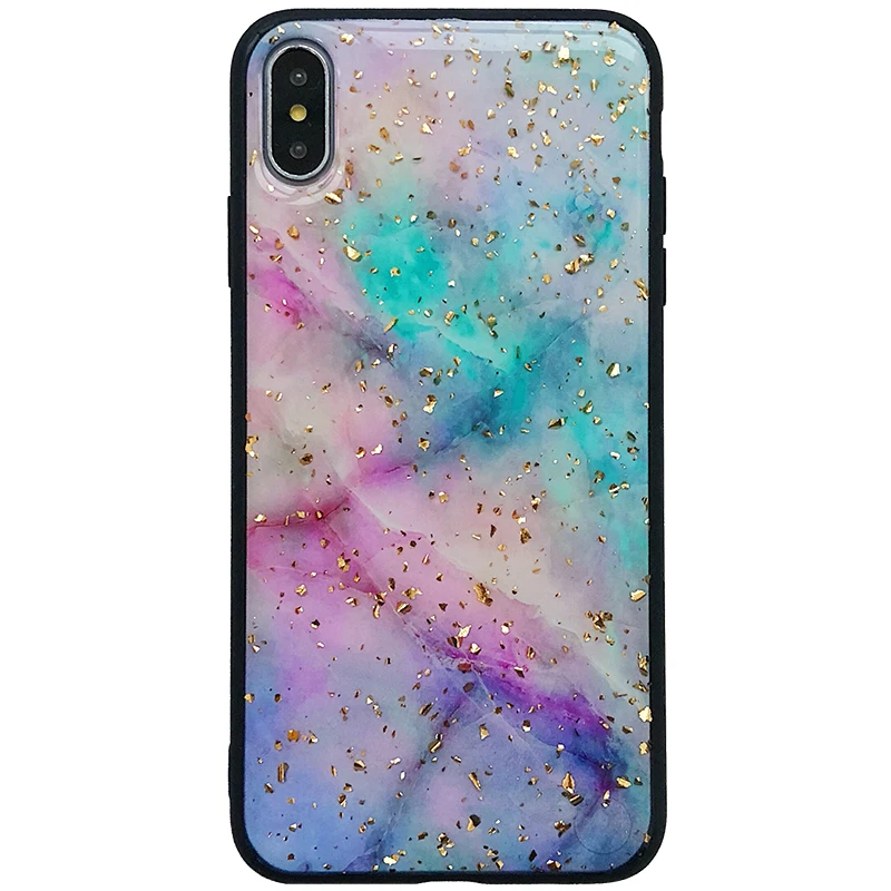 GlamPhoneCase цветной мраморный плед Золотая фольга Чехол для iPhone XS Max XR 8 plus 7 6/6 S плюс