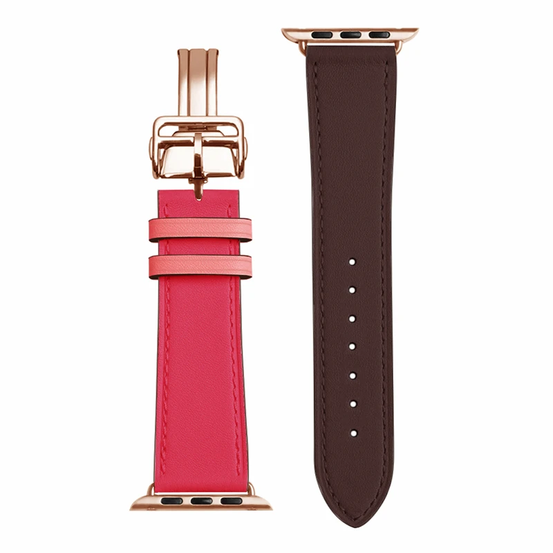 Tour из кожи развертывания ремешок для наручных часов с пряжка розовое золото ремешок для наручных часов iWatch серии 5 4 3 2 Замена для Apple Watch, версии 5 4