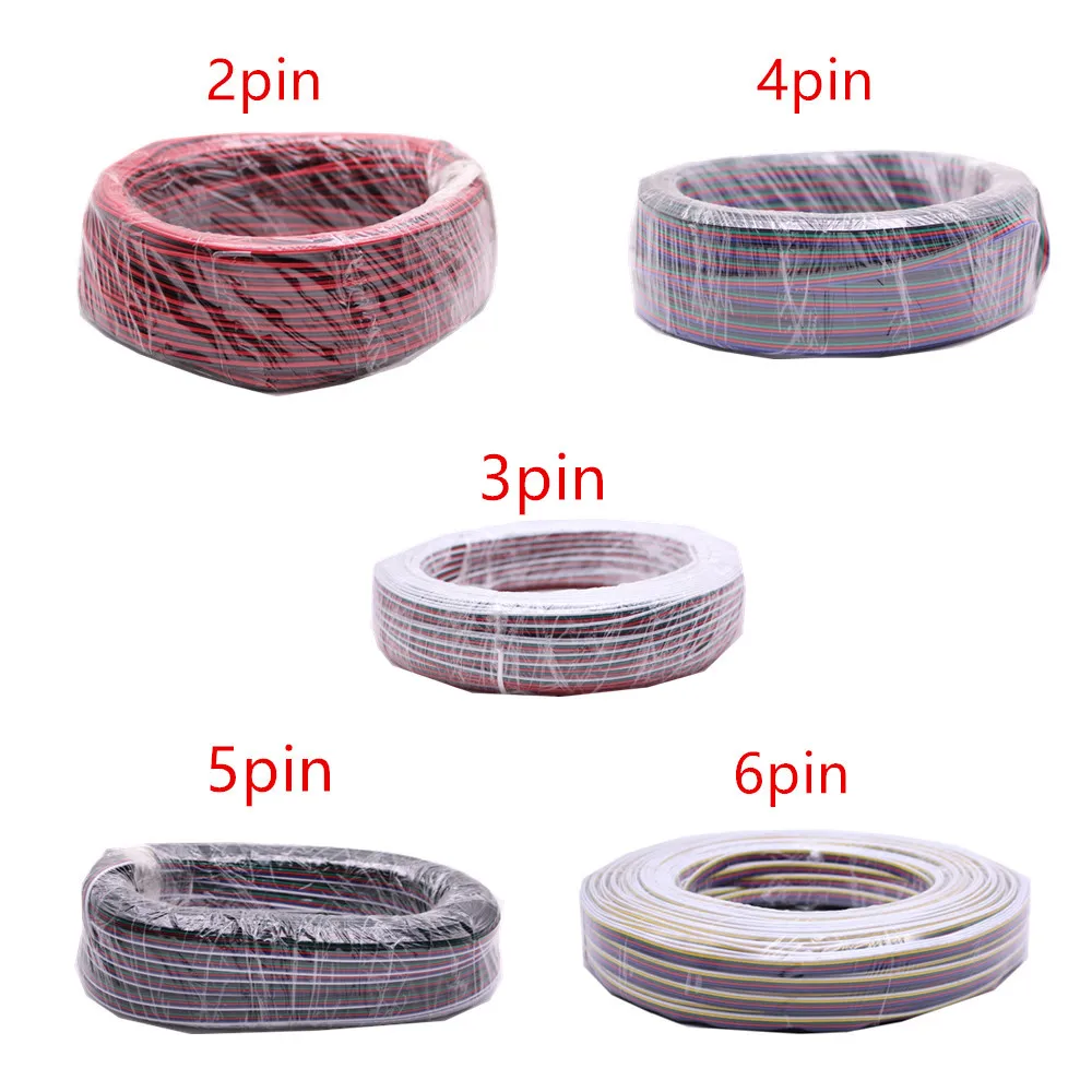 2Pin 3Pin 4Pin 5Pin 1 м 5 м 10 м 18AWG 20AWG 22AWG Электрический провод кабель-удлинитель для одного Цвет RGB/RGBW светодиодный подключение полосы