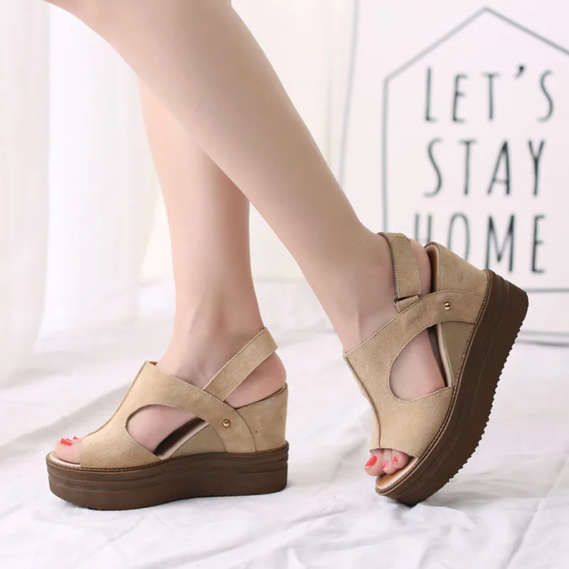 Женские кожаные пикантные Босоножки на платформе высоком каблуке Летние Лидер