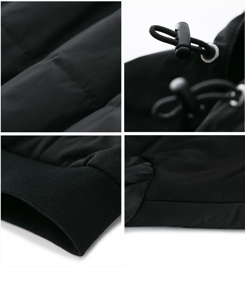 Markless Осень Зима теплые куртки с капюшоном для мужчин Slim Fit Модные повседневные Черные ветрозащитные спортивные пальто MYA7210M