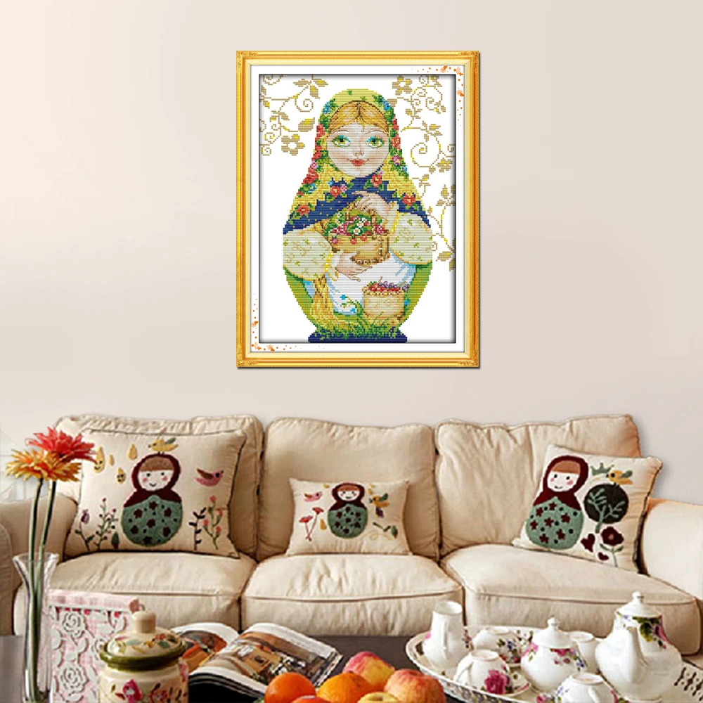 Joy Sunday русская кукла Китайская вышивка крестом сделай сам рукоделие Счетный