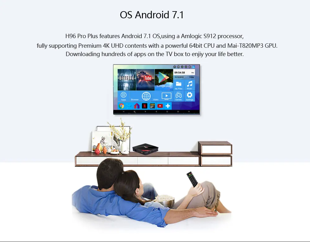 H96 pro plus android 7,1 ТВ приставка 3 Гб 16 Гб Amlogic S912 Восьмиядерный 2,4G/5,8G WiFi H.265 4K HD H.265 Смарт ТВ приставка H96 Pro+ 2 Гб 16 Гб